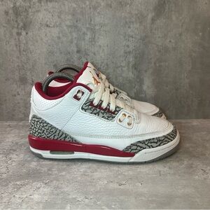 Nike Air Jordan 3 Retro 'Cardinal' Sneakers 398614-126 Womens sz 6.5 - red/white